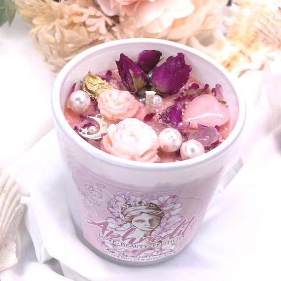 Aphrodite Goddess Candle: Rose, Jasmine & Frankincense Scent