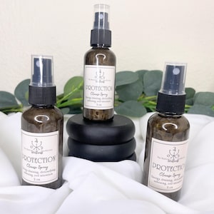 Protection Spell Spray: Natural Herbs, Essential Oils, Energetic Crystals (2oz)