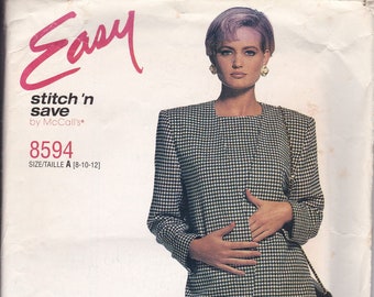 Easy McCalls 8594 Power Blazer and Chemise Dress Size 8-10-12 Uncut 1997