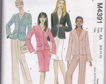 McCalls Pattern 4391 Classic Misses Suit w/ Princess Seam Jacket, Pants, Skirt Sz 6-12 Uncut