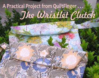 Zippered Wristlet Clutch Hand Bag PDF Pattern Download
