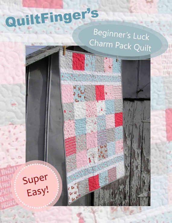Baby Quilt Pattern "Beginner's Luck" Easy Charm Pack Quilt PDF Download