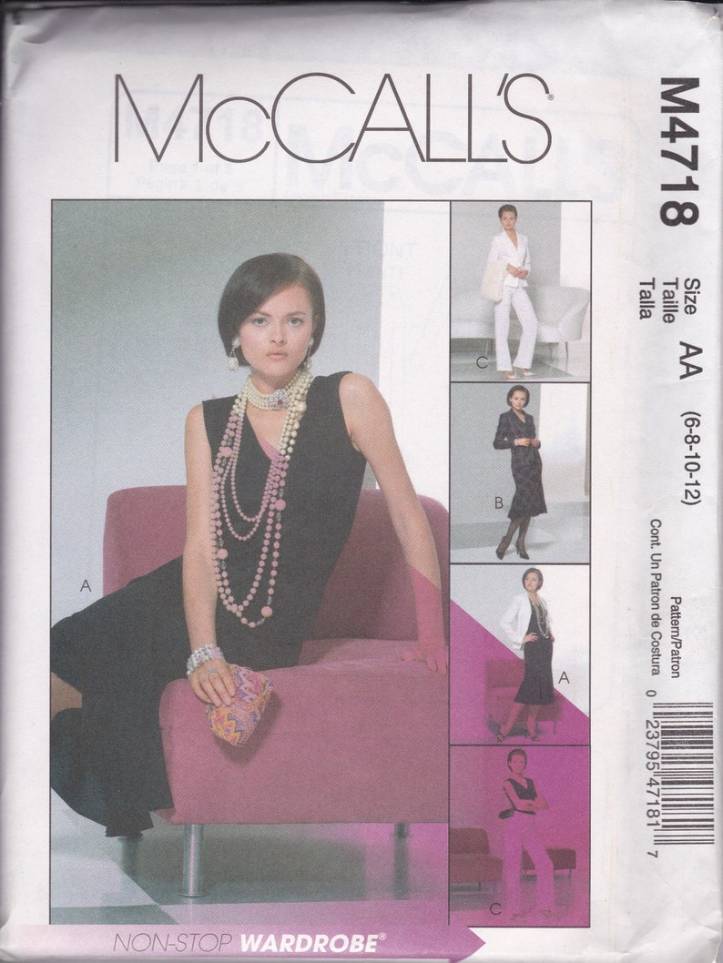 McCalls Pattern 4718 Misses Formal Wear Separates Jacket, Skirt, Pants, Top Sz 6-12 Uncut image 1