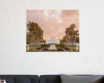 Laie Hawaii Temple Print 11x17 | Hawaii LDS Temple Poster | Laie Temple Sunset Art Print | Hawaii Temple Art