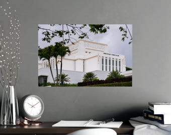 Laie Hawaii Temple Print 11x17 | LDS Temple Art Poster | Elegant Hawaii Temple Home Decor | Laie Temple Wall Art