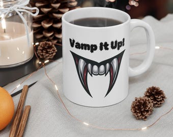Halloween Fangs Mug, Spooky Coffee Cup, Vampire Teeth Drinkware, Gothic Tea Mug, Halloween Party Gift, Creepy Hot Chocolate Mug