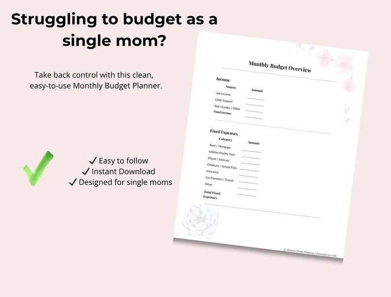 Printable Monthly Budget Planner | Track Income & Expenses | Family