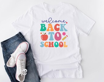 Fun School Shirt, School Apparel,Happy First Day of School Shirt - Colorful Back to School Shirt for Kids,Teachers and Students