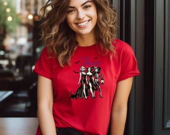 Retro Halloween Shirt,Vintage Pin-Up T-Shirt,Let's Go Ghouls Shirt,Pin-Up Girls, Halloween Tee, Cute Halloween Shirt, Classic Horror T-Shirt