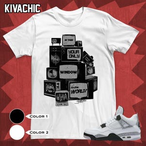 AJ 4 White Cement Television Unisex T-Shirt, Hoodie, Sweatshirt To Match Sneaker