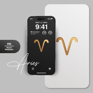 Aries Zodiac Phone Wallpapers | Black & White Astrology Digital Backgrounds | Minimalist Horoscope Mobile Art