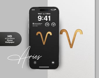 Fondo de pantalla para teléfono del zodiaco Aries: descarga digital en blanco y negro