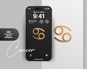 Fondo de pantalla para teléfono del signo Cáncer: descarga digital en blanco y negro