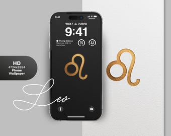 Fondo de pantalla para teléfono del zodiaco Leo: descarga digital en blanco y negro