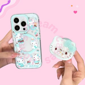Mint Hello Kitty Magnetic iPhone Case with MagSafe Stand, Kitty Chocolate Cake iPhone 17 16 15 14 13 Pro Max Case, H Kitty Magnetic Cover image 5