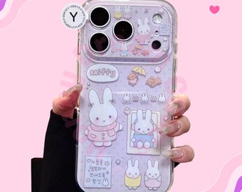 Lila Miffy iPhone Hülle, süsse Miffy stoßfest, iPhone 17 16 15 14 Pro Max Hülle, Lavendel koreanische Kaninchen Abdeckung iPhone Fall, Geschenk für sie