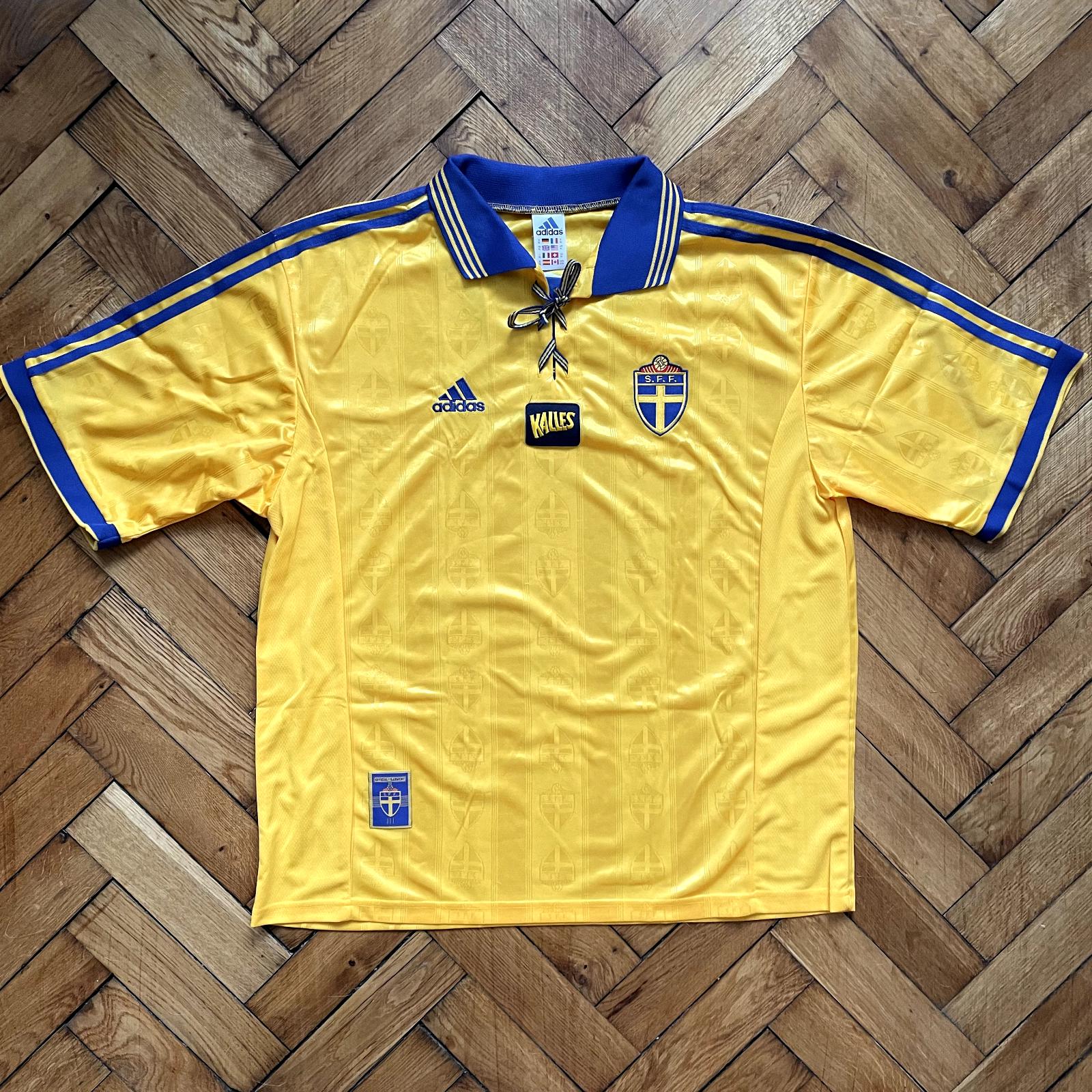 1998-1999 Sweden Blagult Vintage Soccer Jersey Shirt Home Adidas