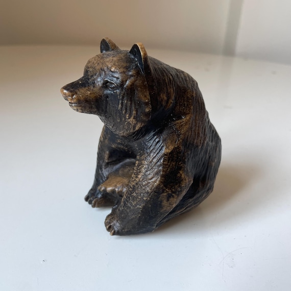 Vintage Scandinavian Bear Figurine | Wood Composite Sculpture | Mid-Century Nordic Carl Roos Style