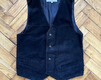 Vtg 1970's Rancher by Schott NYC Western Suede Leather Vest