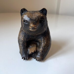 Vintage Scandinavian Bear Figurine | Wood Composite Sculpture | Mid-Century Nordic Carl Roos Style image 4