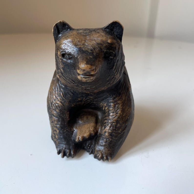 Vintage Scandinavian Bear Figurine | Wood Composite Sculpture | Mid-Century Nordic Carl Roos Style image 4