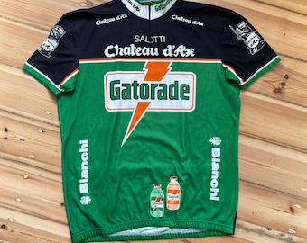 Maillot de ciclismo Chateau d'Ax Gatorade Bianchi vintage de los años 80 y 90, Pro Team, talla L/XL