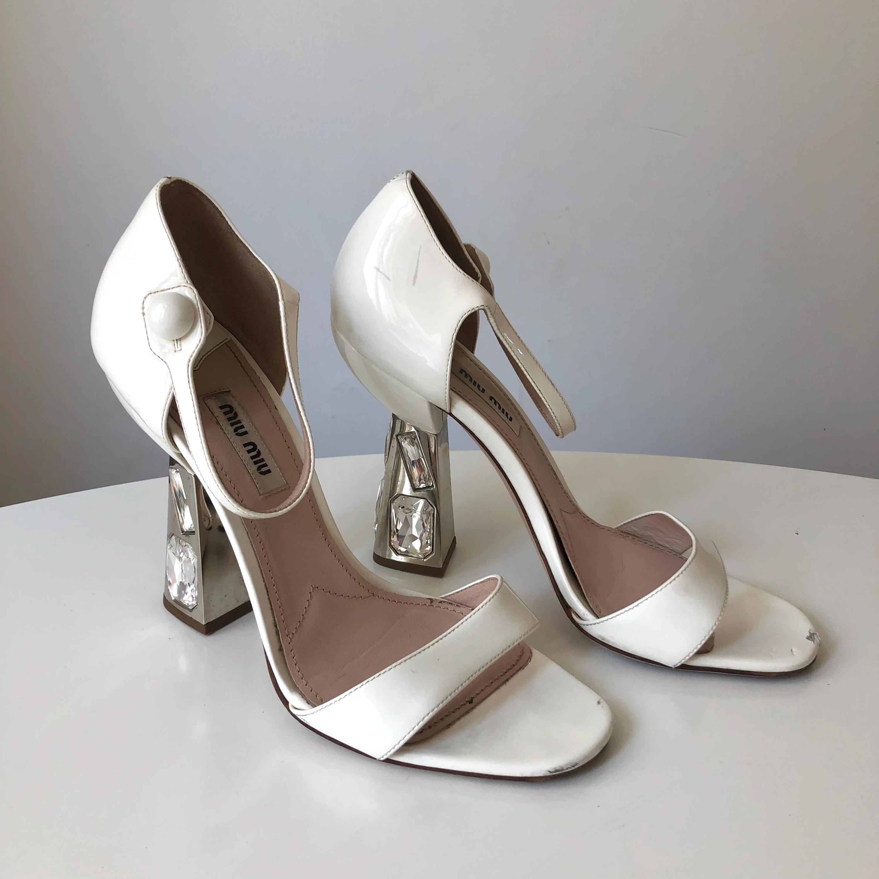 靴 Miu Miu Harlequin Crystal Heels 39 Miu Miu Crystal Heel - Etsy