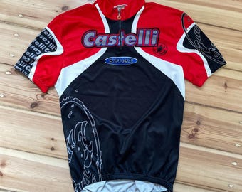 Vintage Castelli Sport Cycling Jersey | Scorpion Graphic | Red Black White | Size M | Italian Cycling Wear