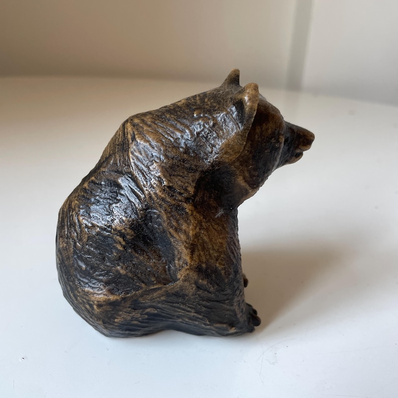 Vintage Scandinavian Bear Figurine | Wood Composite Sculpture | Mid-Century Nordic Carl Roos Style image 3