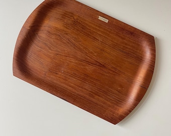 Vintage Teak Wood Tray – Mid Century Danish Modern Serving Tray