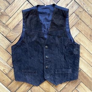 Chaleco de cuero marrón vintage para hombre, talla M: chaleco steampunk ajustado