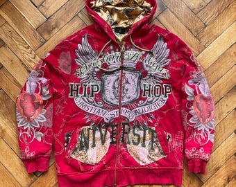 VTG Y2K Christian Audigier Zip-up Hoodie - Etsy