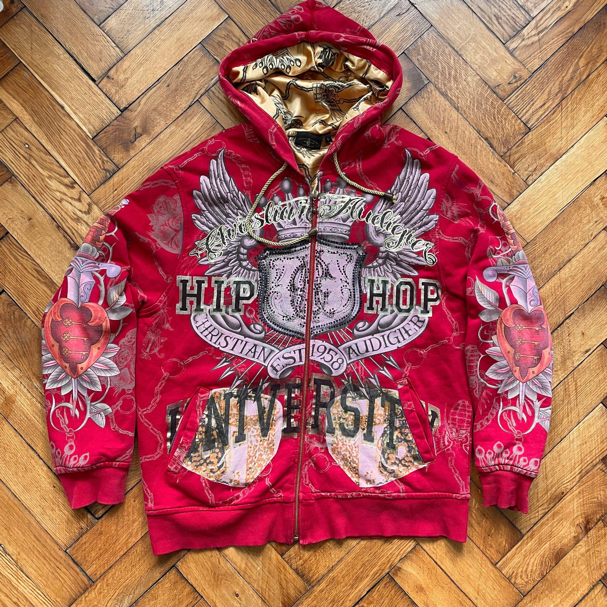美品✨CHRISTIAN AUDIGIER ジップアップパーカー Mサイズ Christian Audigier Regular Size M Hoodies & Sweatshirts for Men