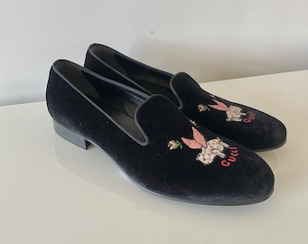 Fluwelen leren loafer Gucci Runway-logo Flying Pig, maat 45