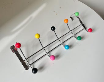 Vintage Sputnik Space Age Door Coat Rack Chrome Multicolor Ball Hooks 70s