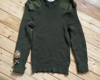 Vintage US 5 Button Khaki Brown Sweater Original US Pullover Army