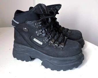 Vintage Techno Plateau Schuhe Stiefel Schwarz Gr. 40