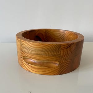 Handcrafted Wooden Mosaic Fruit Bowl with Handles - Scandinavian Modern Decor