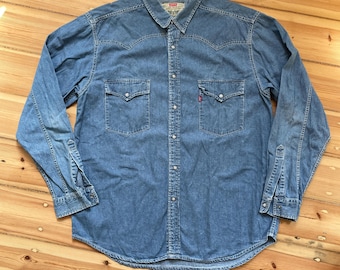 Vintage Levi's Denim Western Shirt Pearl Snap XL