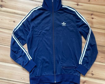 Giacca sportiva vintage Adidas Trefoil / Blu navy e bianca / Taglia M / Abbigliamento sportivo retrò