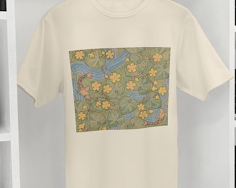 Small Trouts and Marsh Marigolds by Gerhard Munthe T-Shirt | Vintage Nature Art Tee