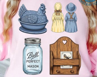 Grandma Core Clipart PNG, Hen on Nest, Vintage Style, 90s inspired. Grandma core png. Thrifted decor png. Granny sweater. Digital download
