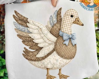 Quilted Patchwork Vintage Goose png Design | Grandma Core Digital Download | PNG File | Sublimation Design | Aesthetic Cottagecore