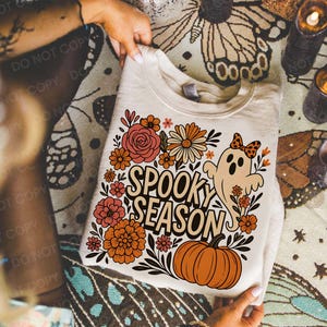 Retro Floral Halloween Png, Retro Halloween Png, Cute Ghost Png, Preppy Spooky Halloween Png, Boho Halloween Png, Spooky Floral Ghost Design