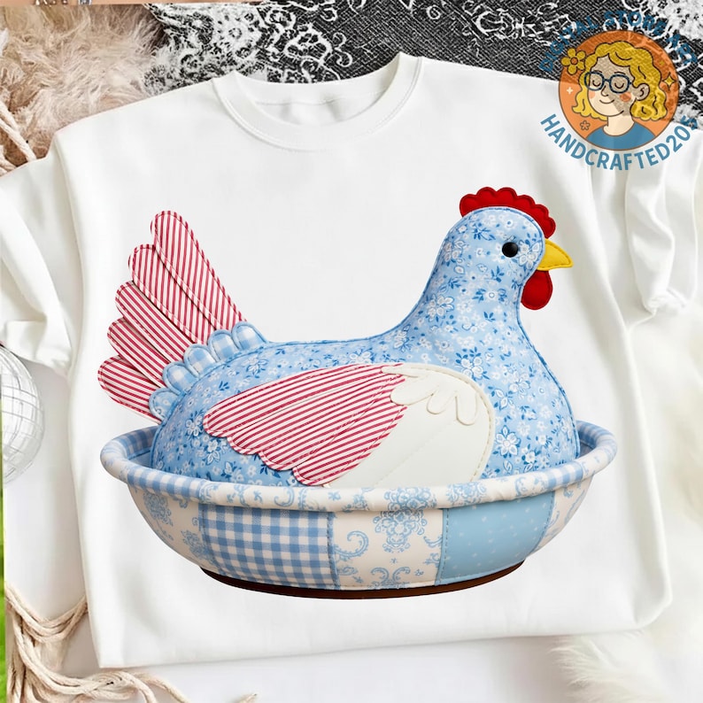 Patchwork Vintage Hen PNG, Chicken PNG, Pyrex PNG, Thrifty Png, Quilted ...