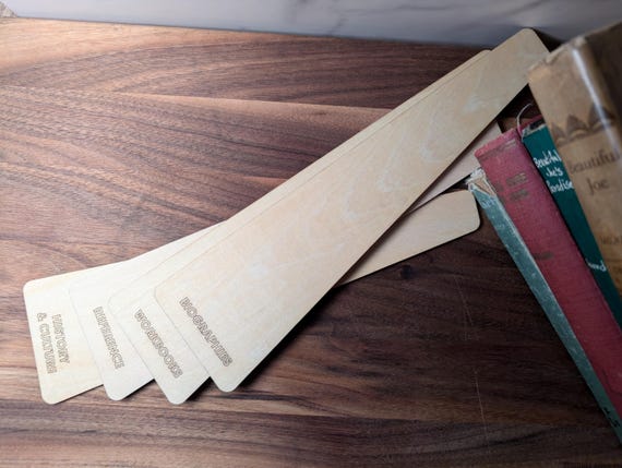 Custom Laser Engraved Basswood Book Dividers: Library Organizer