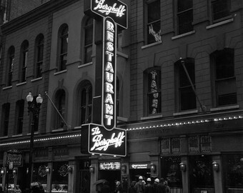 Berghoff sign in Chicago: Black and White Photo