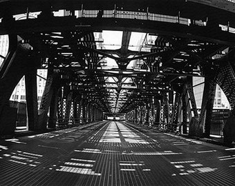 Chicago, Wells Street Bridge: Black and White Photo