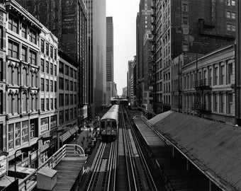 Chicago, Wabash L Tracks: Black and White Photo