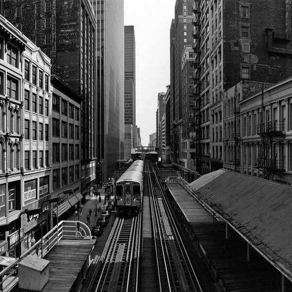 Chicago, Wabash L Tracks: Black and White Photo